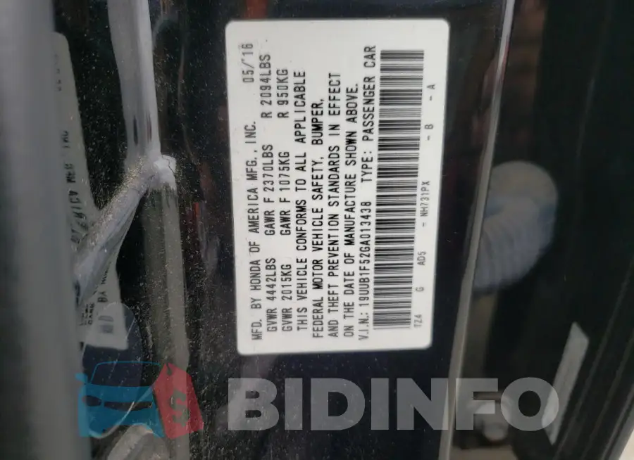 19UUB1F52GA013438 Photo# 12