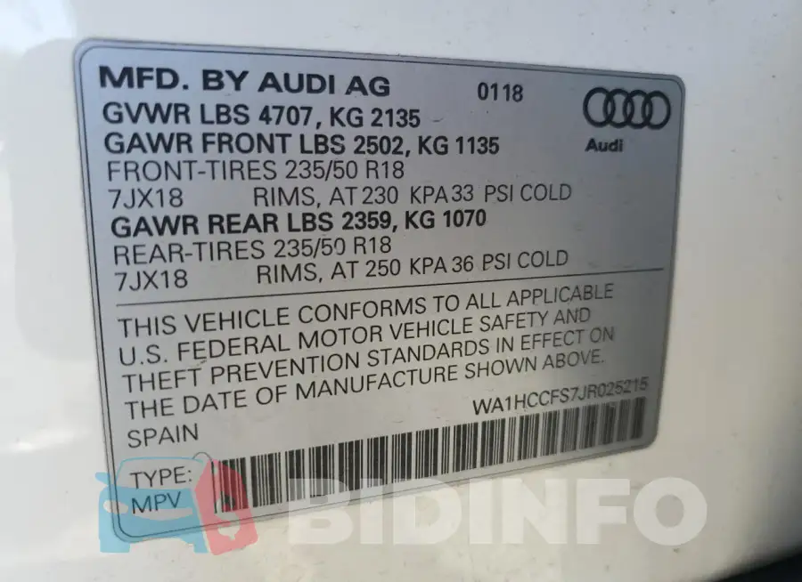 WA1HCCFS7JR025215 Photo# 12
