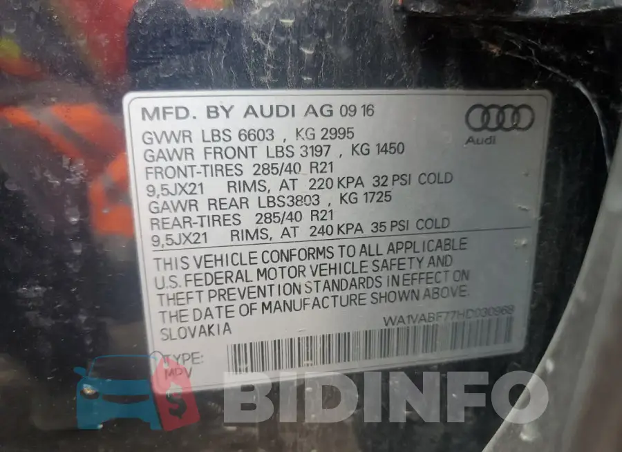 WA1VABF77HD030968 Photo# 12