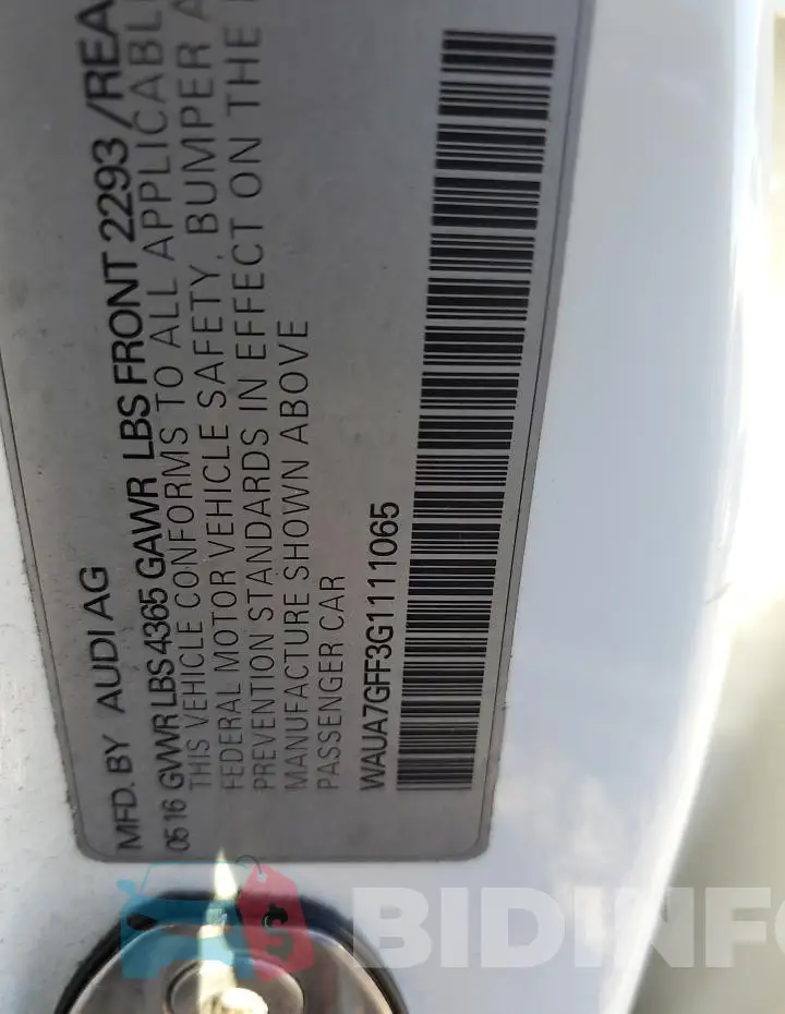WAUA7GFF3G1111065 Photo# 12