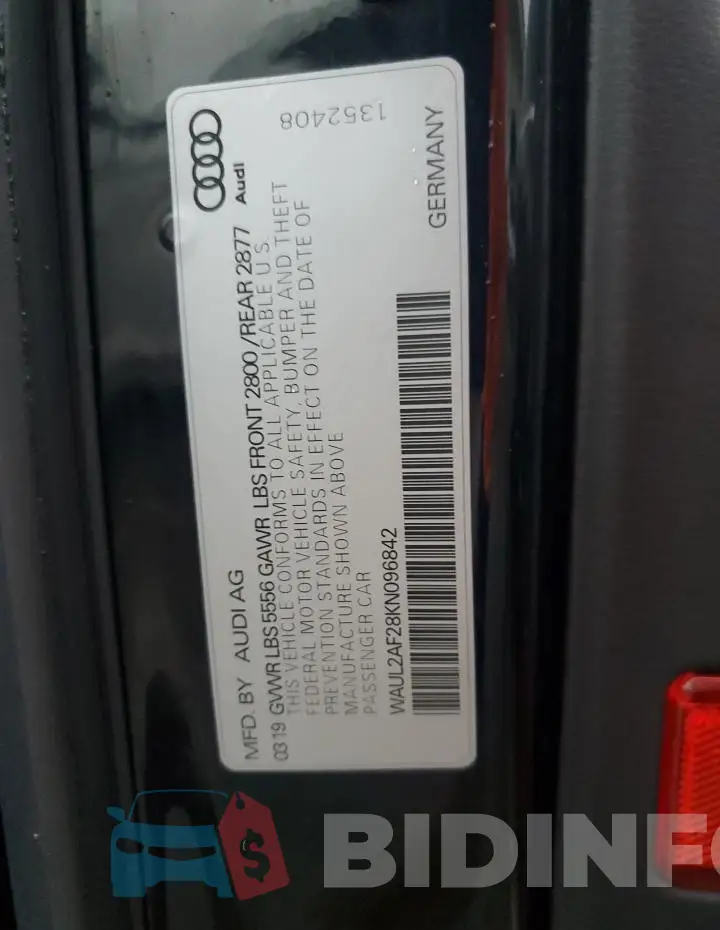 WAUL2AF28KN096842 Photo# 12