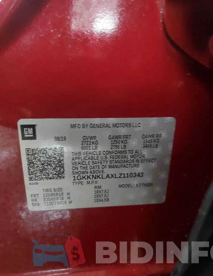 1GKKNKLAXLZ110343 Photo# 13