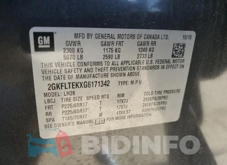 2GKFLTEKXG6171342 Photo# 12