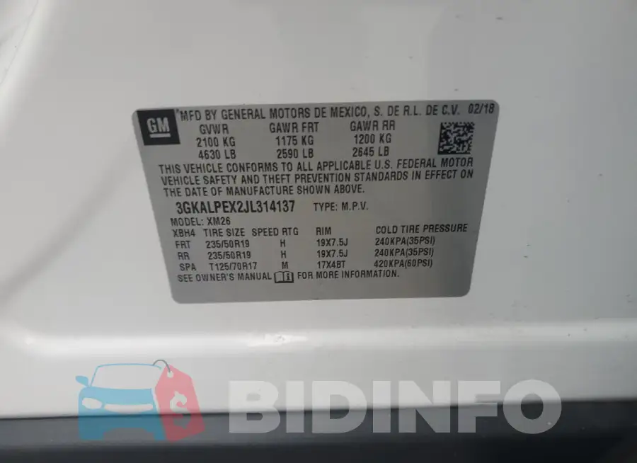 3GKALPEX2JL314137 Photo# 12