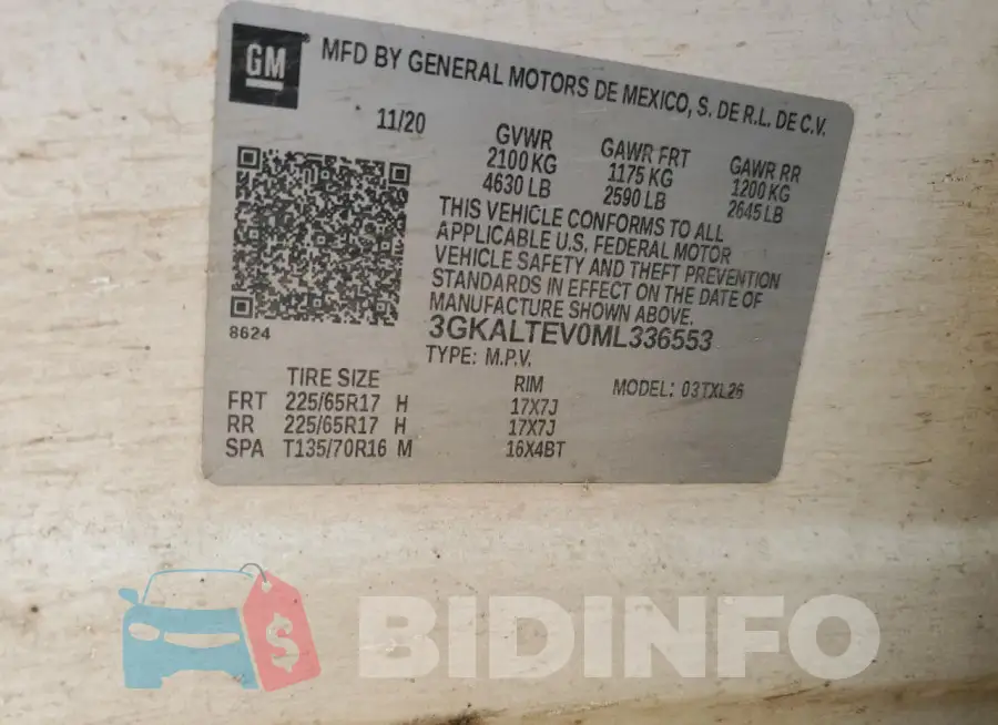 3GKALTEV0ML336553 Photo# 13