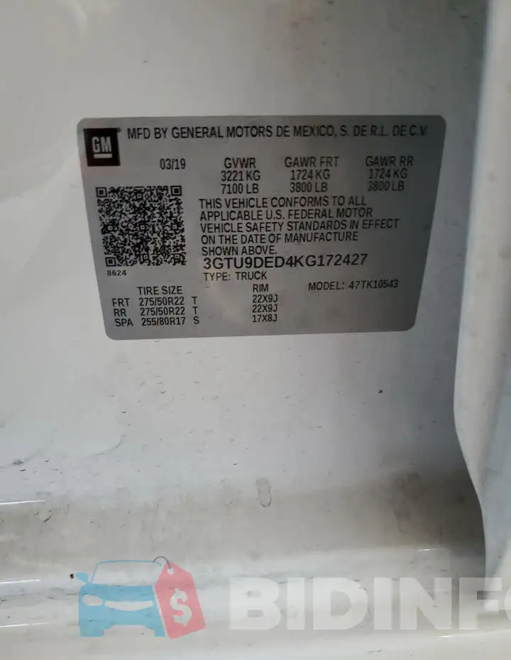 3GTU9DED4KG172427 Photo# 12