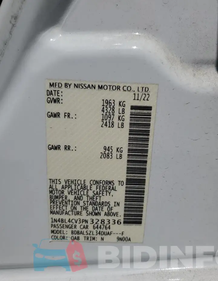 1N4BL4CV3PN328336 Photo# 12