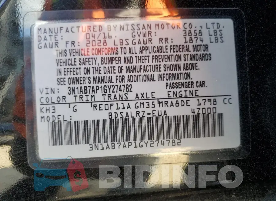 3N1AB7AP1GY274782 Photo# 12