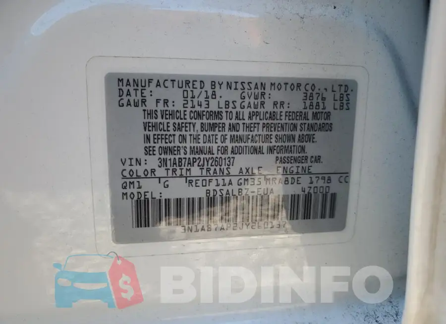 3N1AB7AP2JY260137 Photo# 12