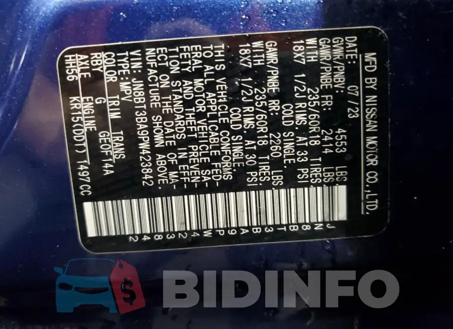 JN8BT3BA9PW423842 Photo# 13