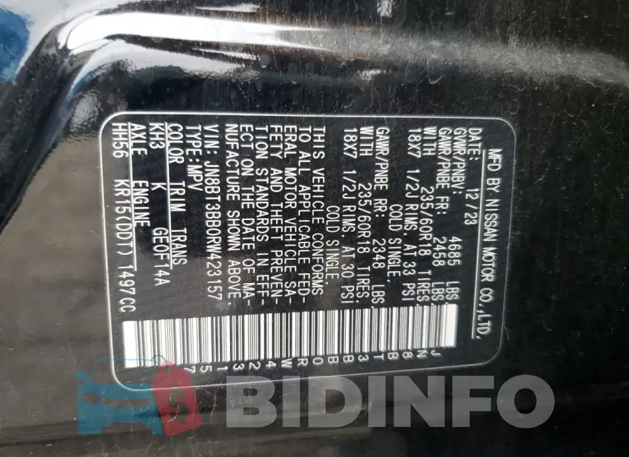 JN8BT3BB0RW423157 Photo# 14