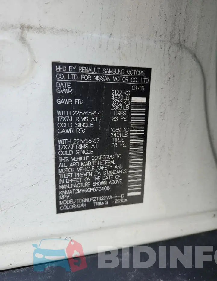 KNMAT2MV6GP670408 Photo# 12