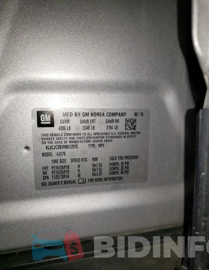 KL4CJCSB1HB012016 Photo# 13