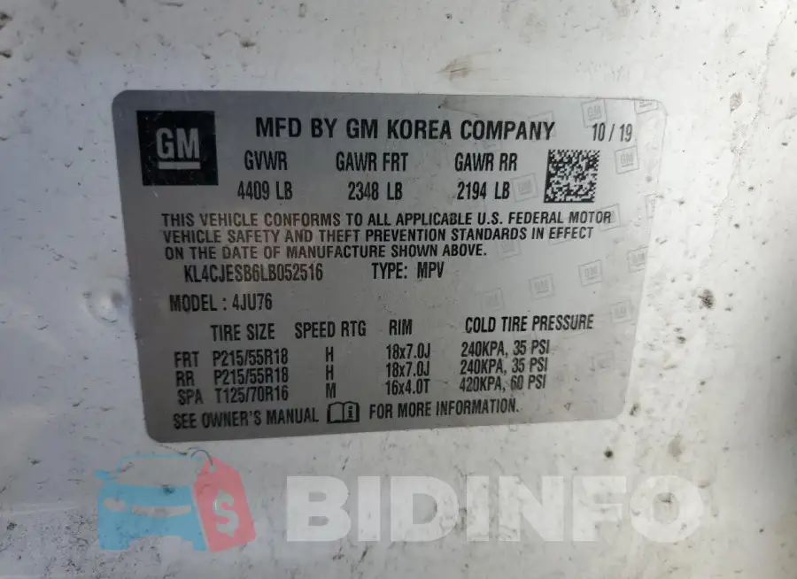 KL4CJESB6LB052516 Photo# 13