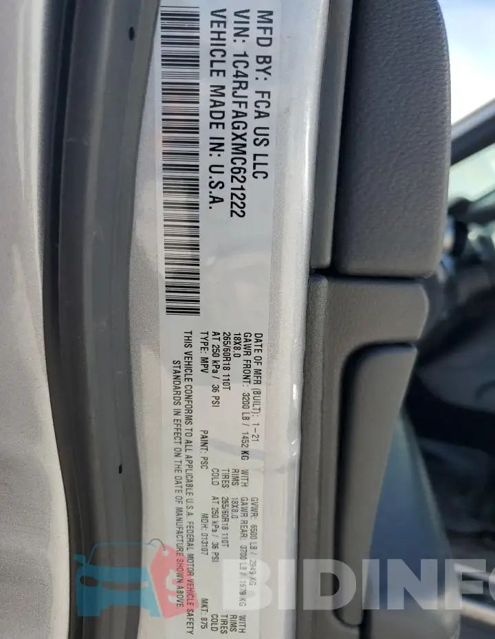 1C4RJFAGXMC621222 Photo# 12