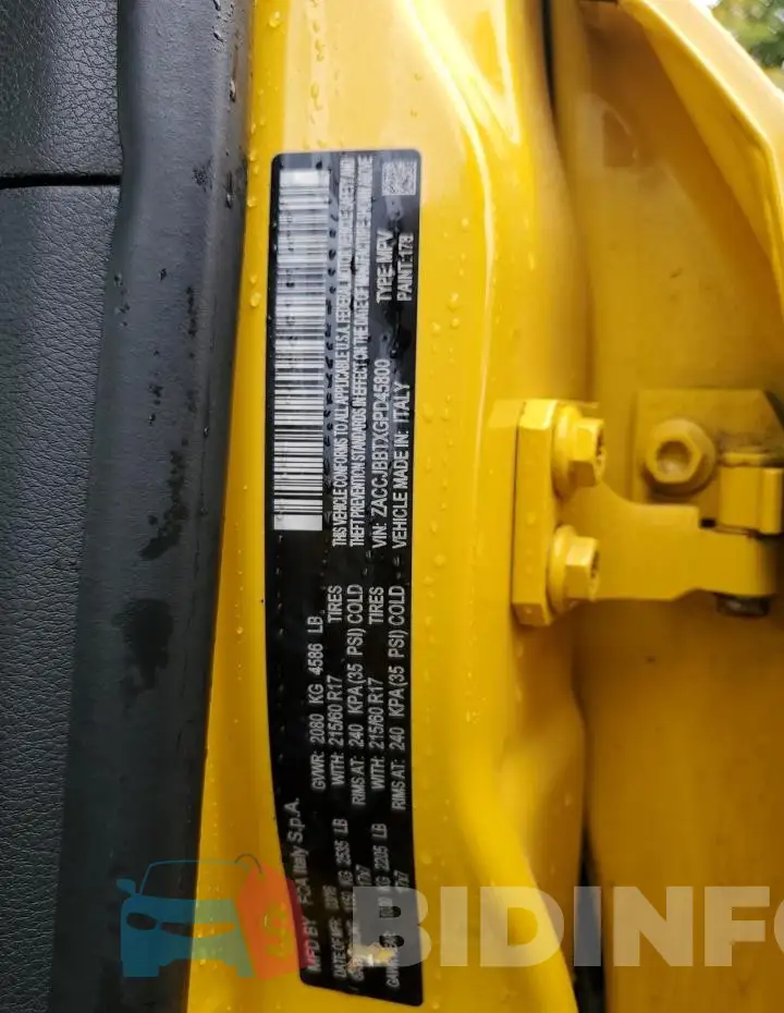 ZACCJBBTXGPD45800 Photo# 13