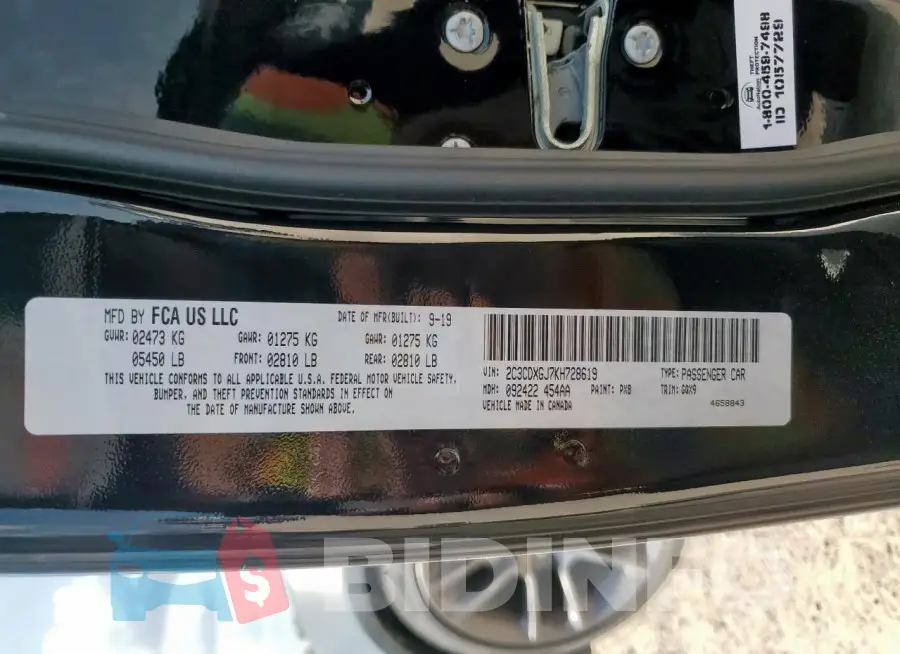 2C3CDXGJ7KH728619 Photo# 13