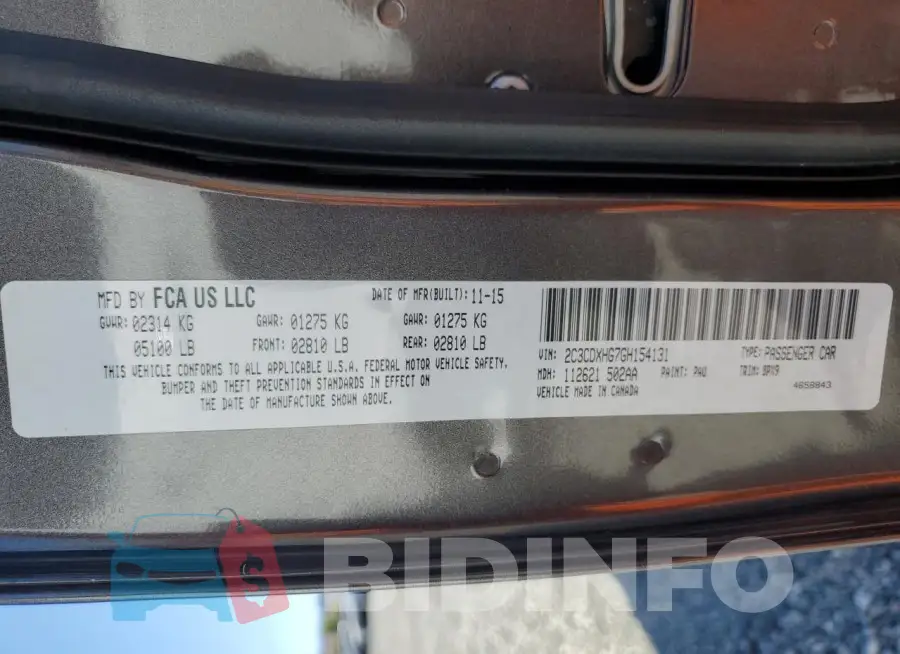 2C3CDXHG7GH154131 Photo# 12