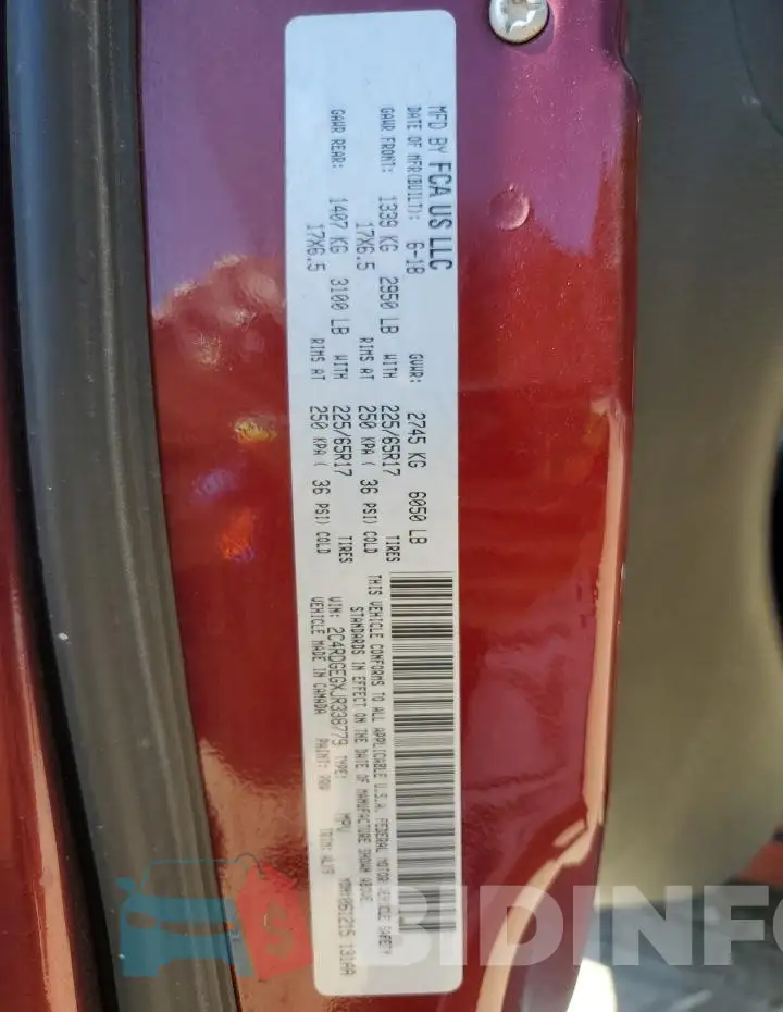 2C4RDGEGXJR338779 Photo# 13