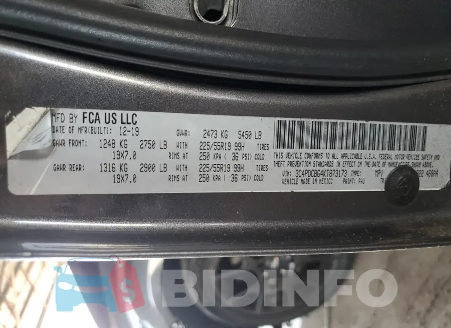 3C4PDCBG4KT873173 Photo# 13