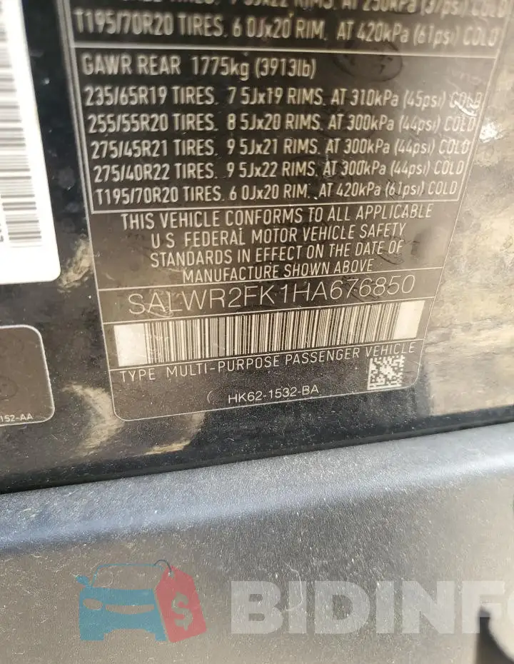 SALWR2FK1HA676850 Photo# 14