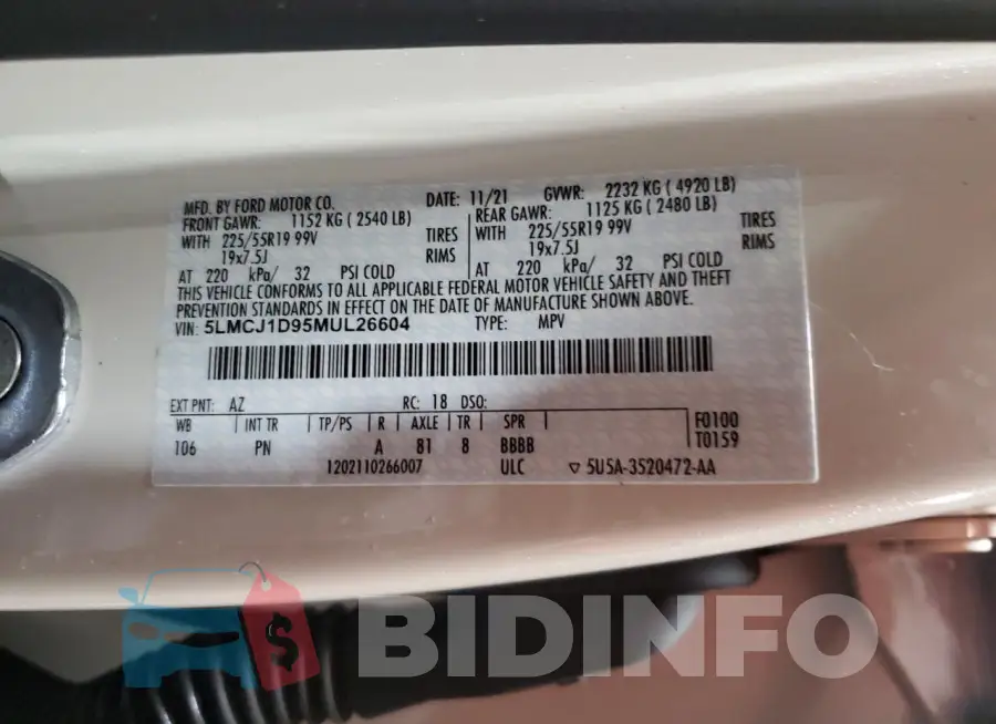 5LMCJ1D95MUL26604 Photo# 13