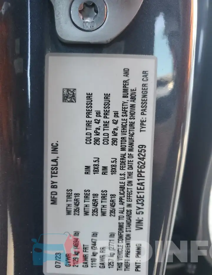 5YJ3E1EA1PF624259 Photo# 12