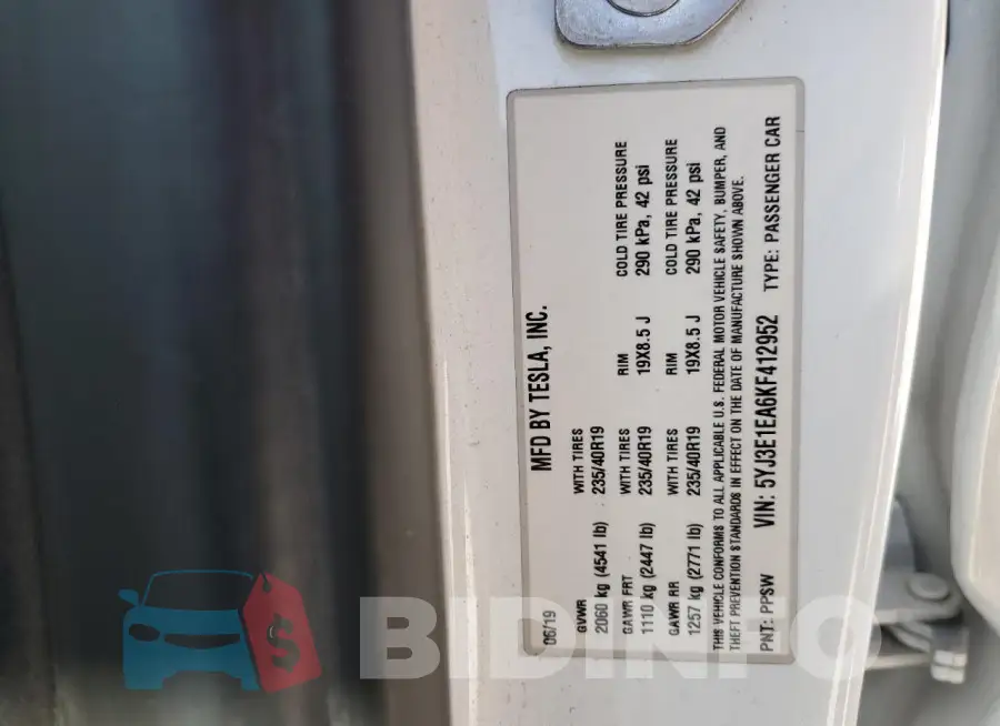 5YJ3E1EA6KF412952 Photo# 12