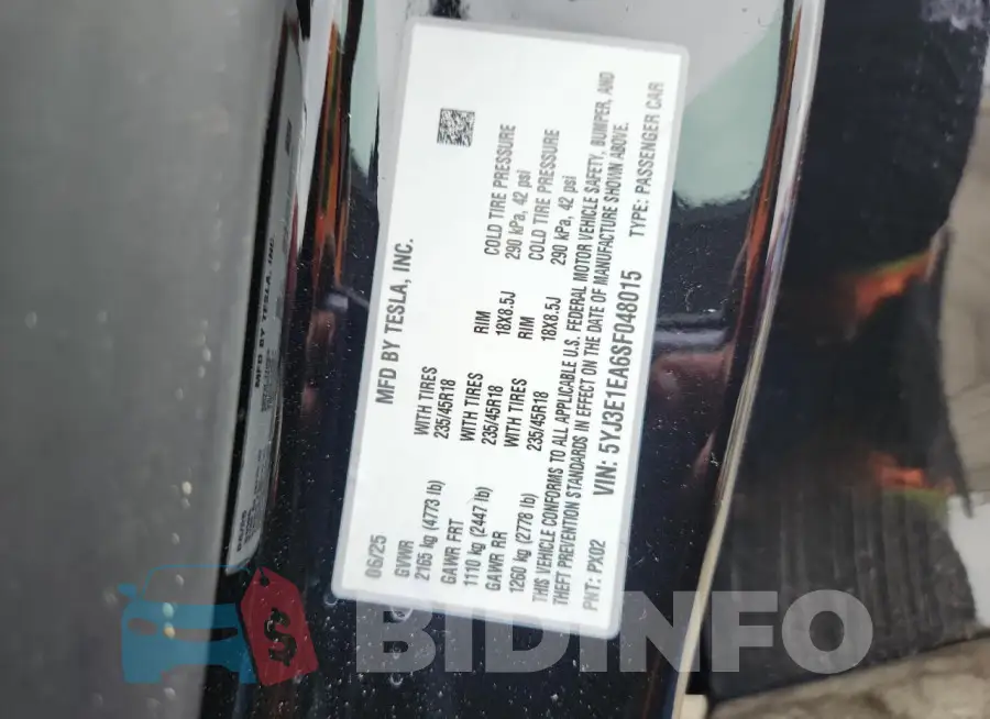 5YJ3E1EA6SF048015 Photo# 12