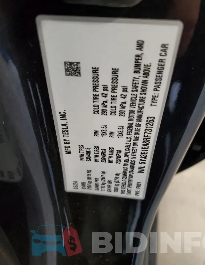 5YJ3E1EA8RF731263 Photo# 13