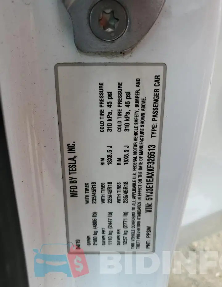 5YJ3E1EAXKF326513 Photo# 12