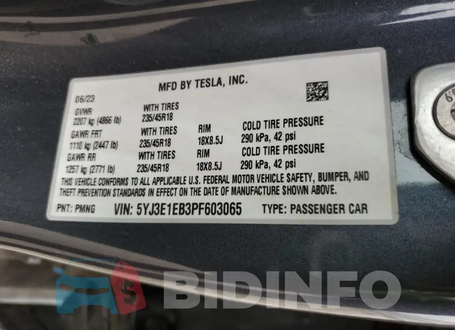 5YJ3E1EB3PF603065 Photo# 12