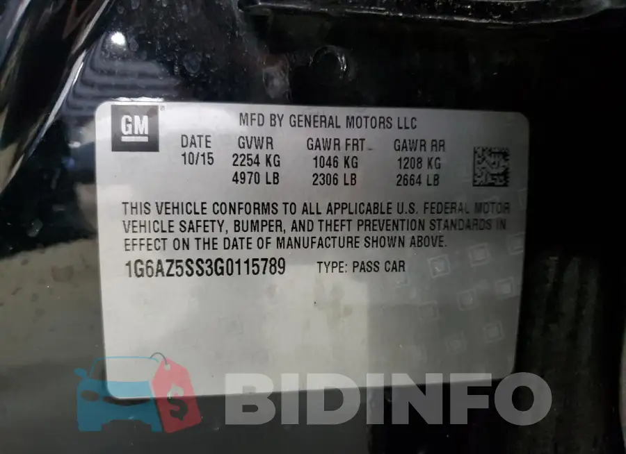 1G6AZ5SS3G0115789 Photo# 12
