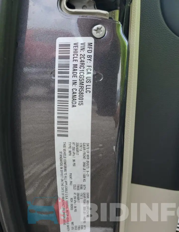 2C4RC1CG5MR580015 Photo# 13