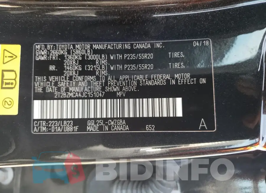 2T2BZMCA4JC151047 Photo# 13