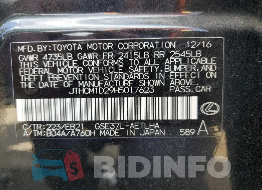 JTHCM1D29H5017623 Photo# 12
