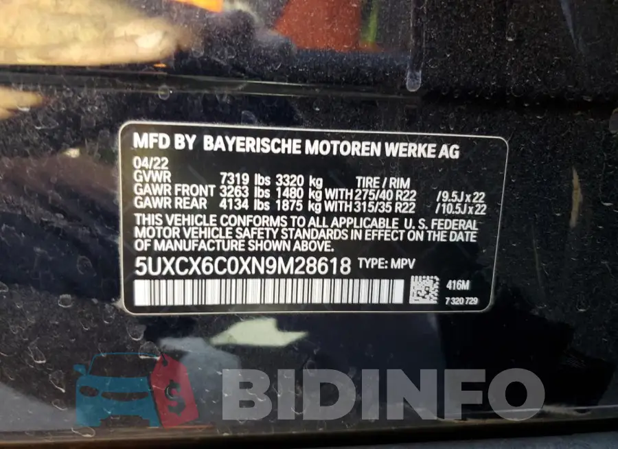 5UXCX6C0XN9M28618 Photo# 13