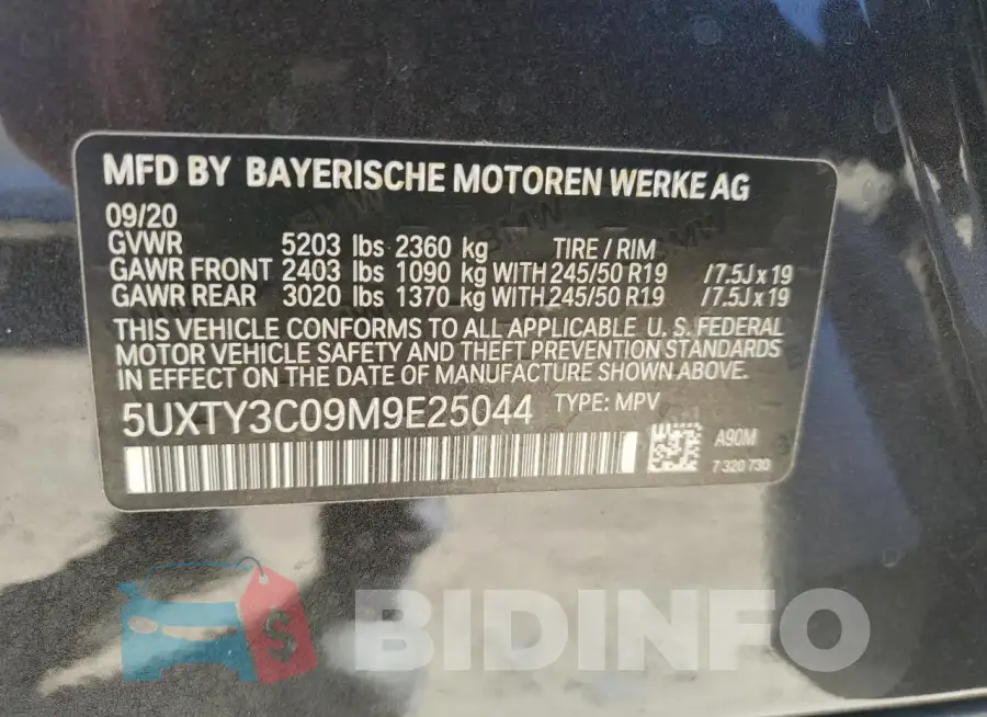 5UXTY3C09M9E25044 Photo# 14