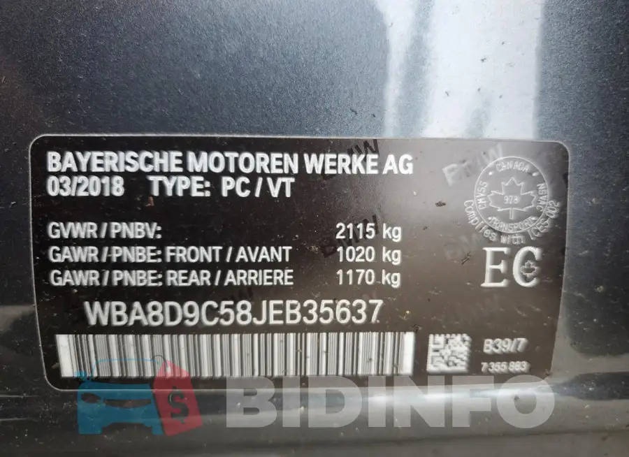 WBA8D9C58JEB35637 Photo# 13