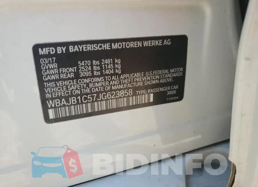 WBAJB1C57JG623858 Photo# 12