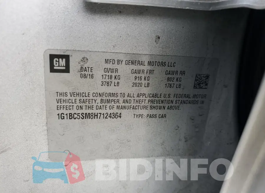 1G1BC5SM8H7124364 Photo# 12