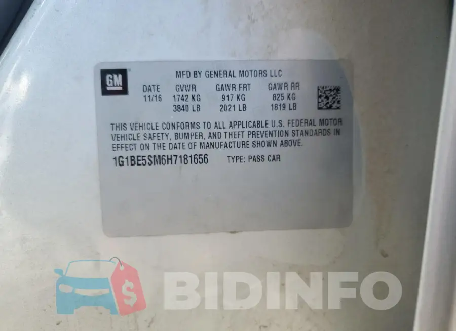 1G1BE5SM6H7181656 Photo# 12