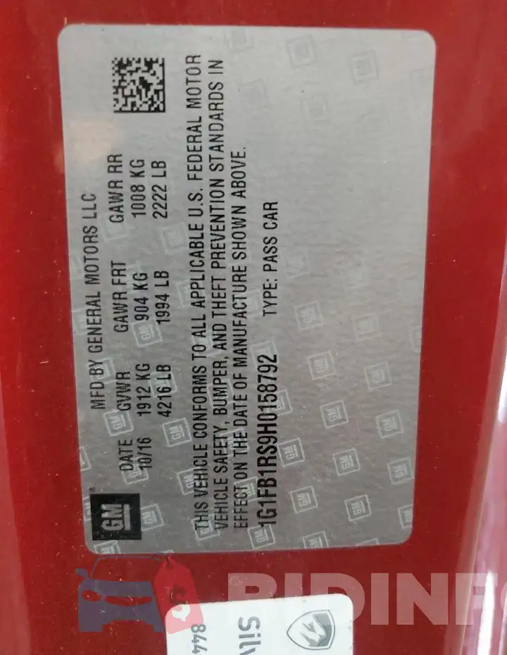 1G1FB1RS9H0158792 Photo# 12