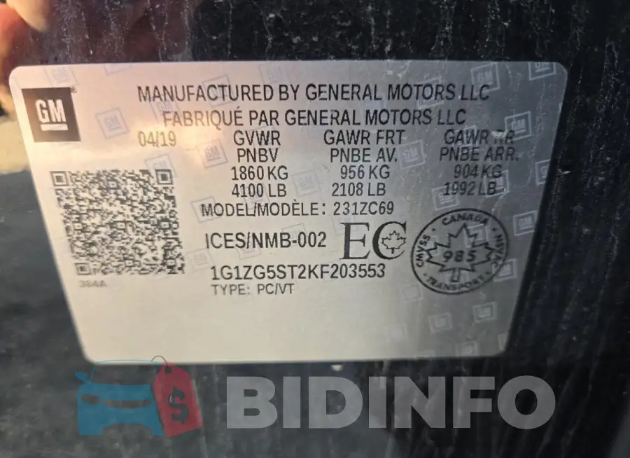 1G1ZG5ST2KF203553 Photo# 12