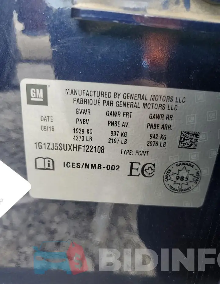 1G1ZJ5SUXHF122108 Photo# 12