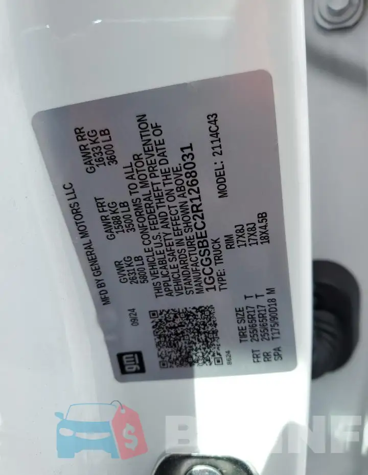 1GCGSBEC2R1268031 Photo# 12