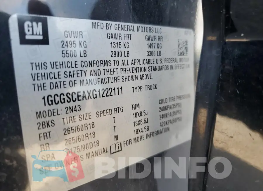 1GCGSCEAXG1222111 Photo# 13