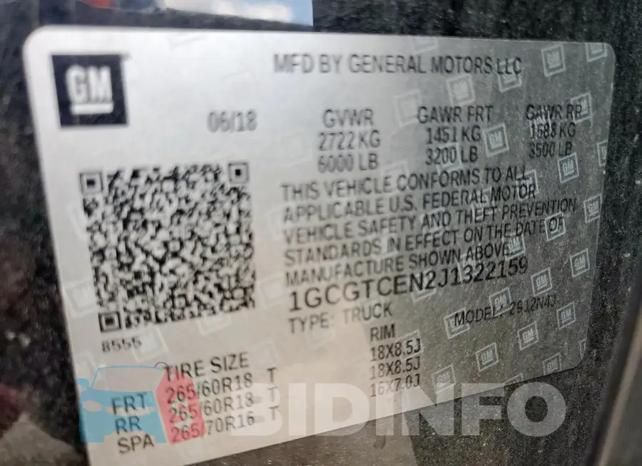 1GCGTCEN2J1322159 Photo# 12