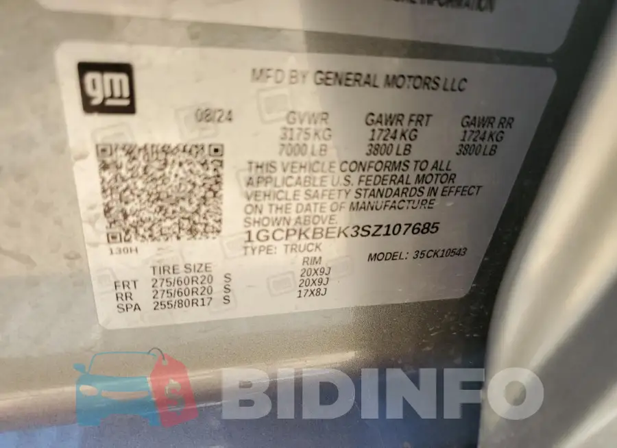 1GCPKBEK3SZ107685 Photo# 12