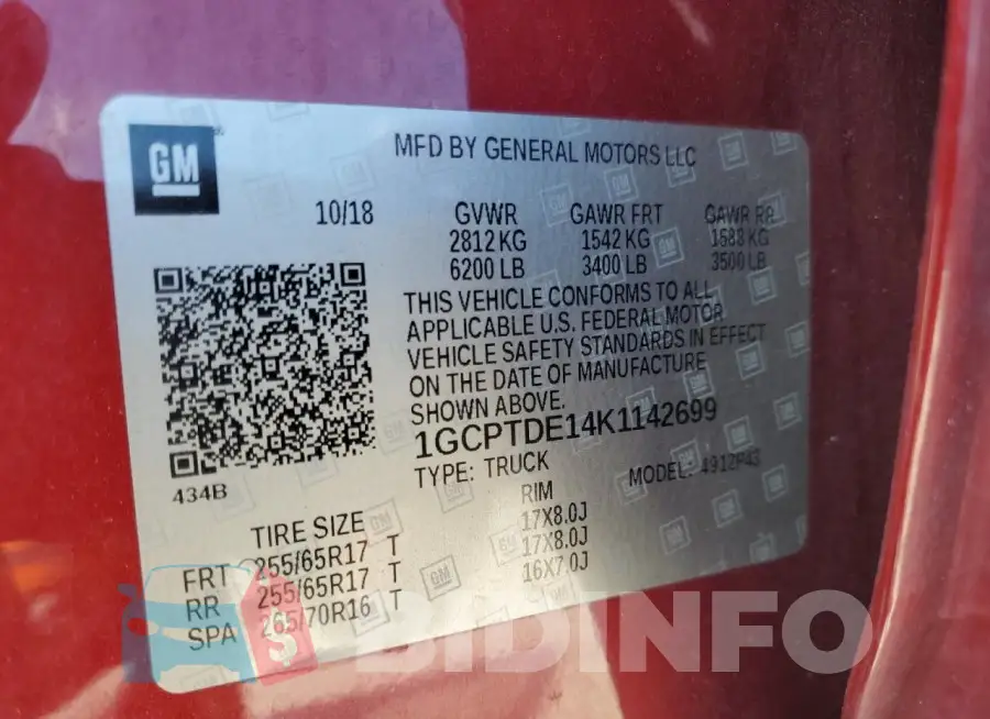 1GCPTDE14K1142699 Photo# 12